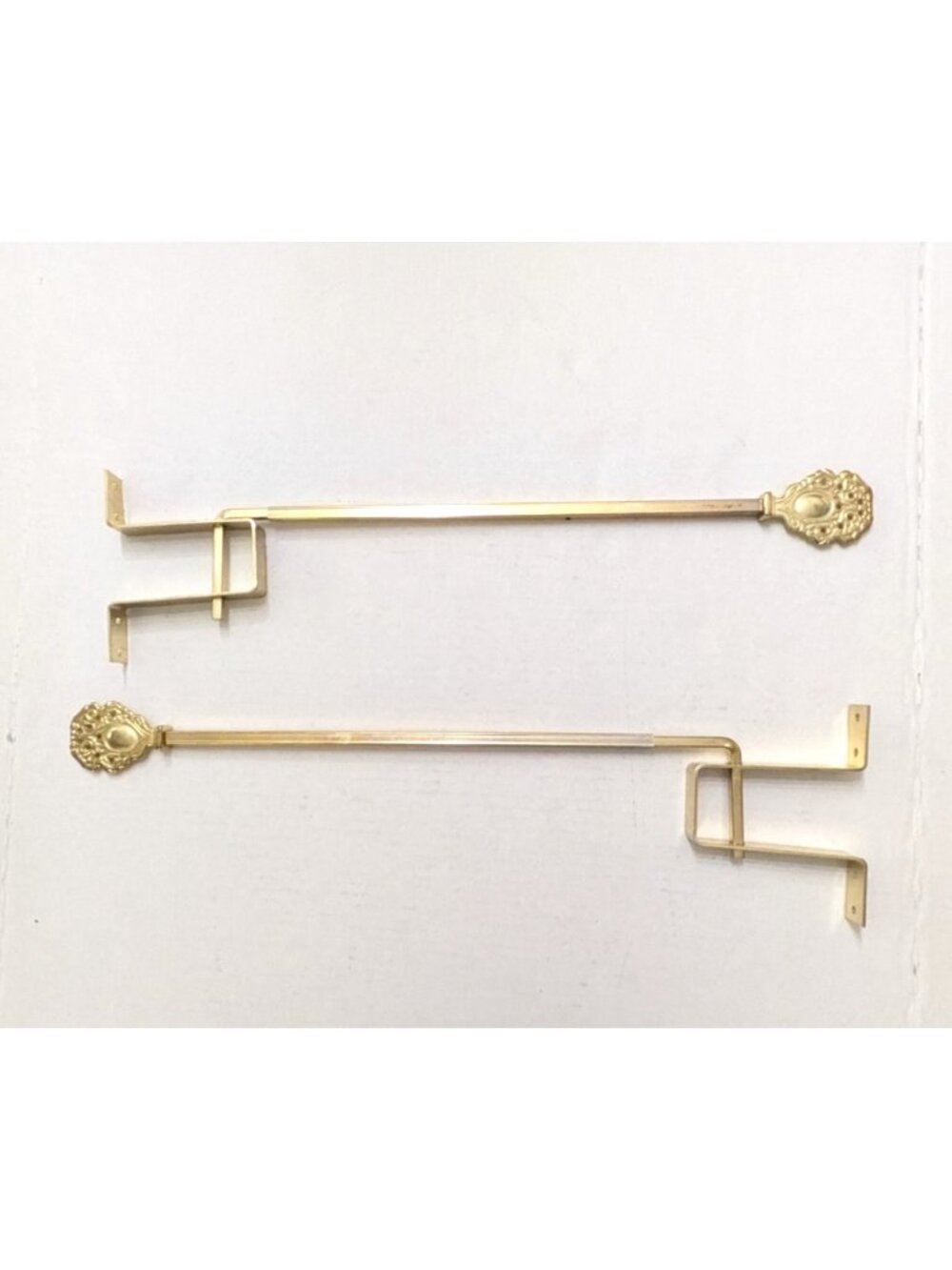 Vintage Brass Swing Arm Curtain Rods Set of 2 with Brackets Adjustable Slide